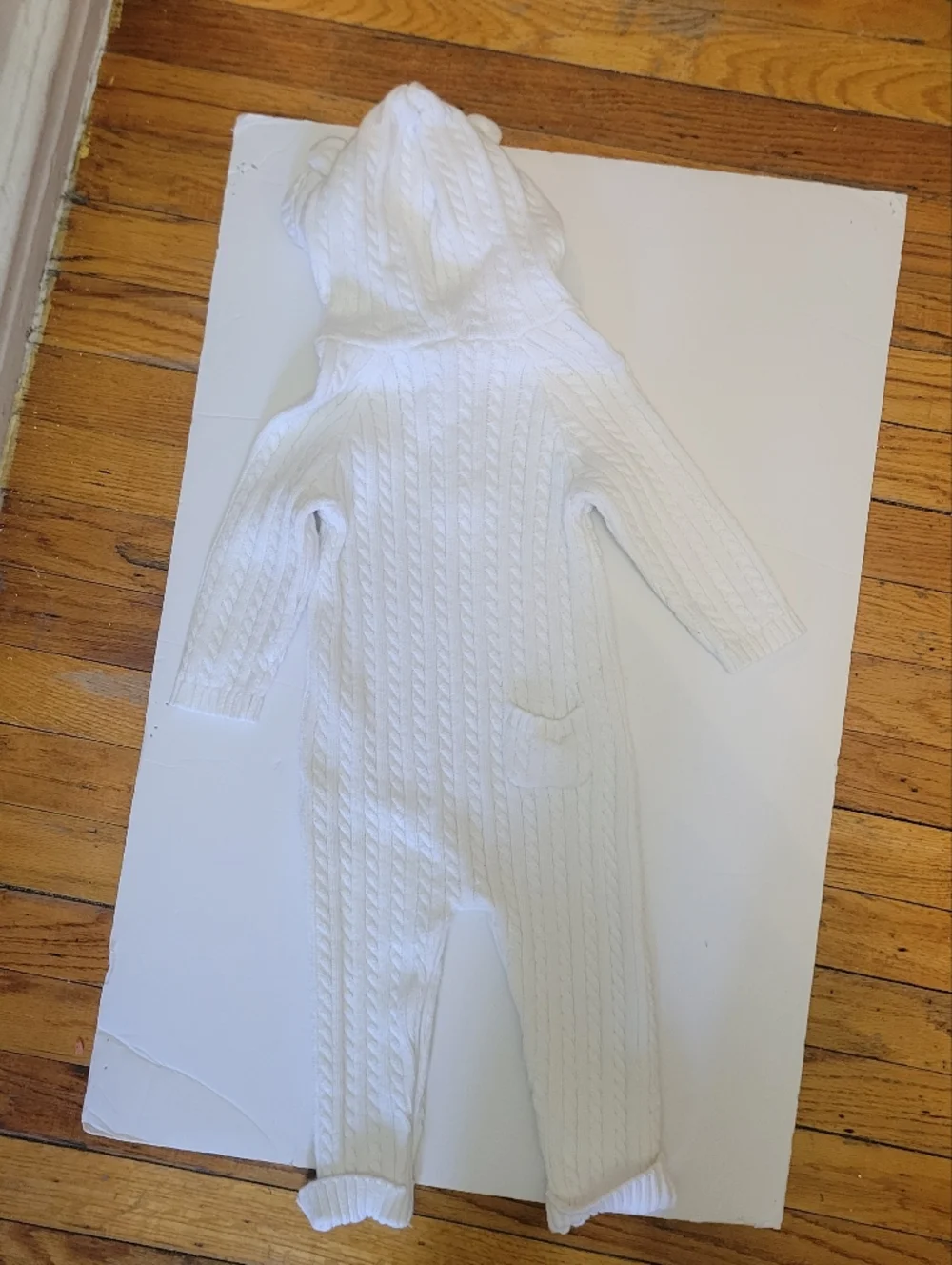 Janie and Jack‎ Cream Cable Knit Hooded Bear Baby Romper Old Money Baby Neutral
